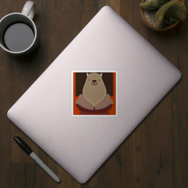 Happy Polar Bear Minimalist Surreal Illustration by SubtleSplit